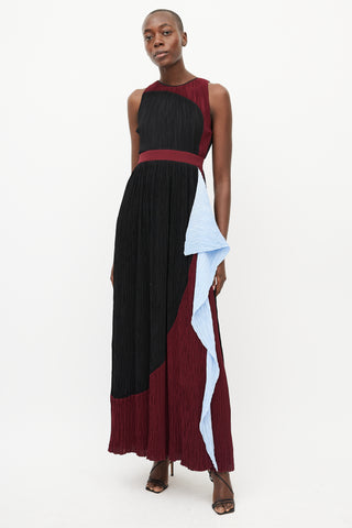 Roksanda Black & Multi Colourblock Pleated  Dress