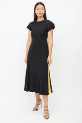 Roksanda Black & Multicolour Ruffled Silk Dress