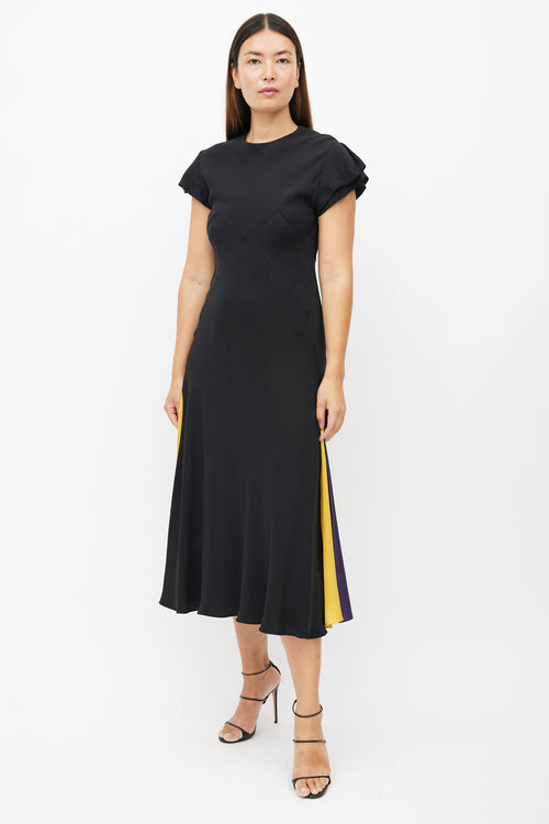 Roksanda Black & Multicolour Ruffled Silk Dress
