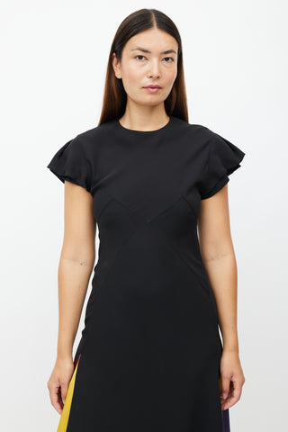 Roksanda Black & Multicolour Ruffled Silk Dress