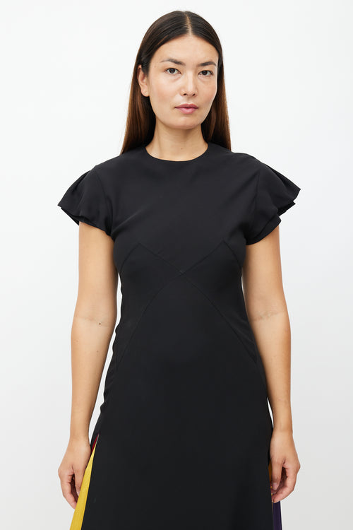 Roksanda Black & Multicolour Ruffled Silk Dress