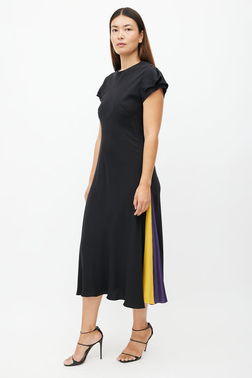 Roksanda Black & Multicolour Ruffled Silk Dress
