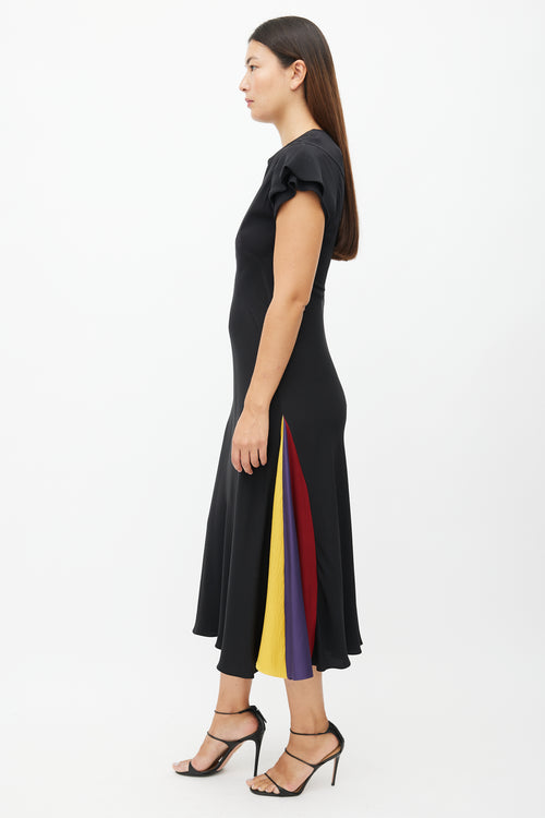 Roksanda Black & Multicolour Ruffled Silk Dress