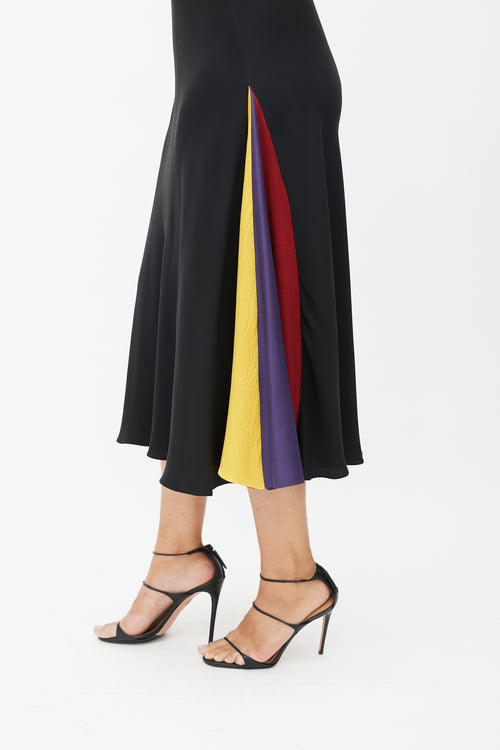 Roksanda Black & Multicolour Ruffled Silk Dress