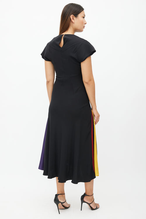 Roksanda Black & Multicolour Ruffled Silk Dress