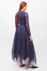 Roksanda Blue & Multicolour Silk Embroidered Dress