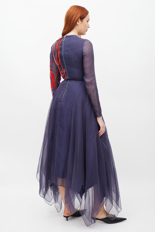Roksanda // Blue & Multicolour Silk Embroidered Dress VSP Consignment Roksanda // Blue & Multicolour Silk Embroidered Dress VSP Consignment