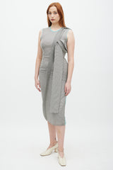 Roksanda Grey & Teal Silk Striped Shift Dress