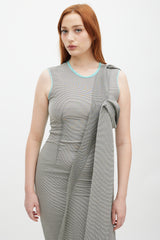 Roksanda Grey & Teal Silk Striped Shift Dress