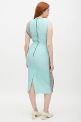 Roksanda Grey & Teal Silk Striped Shift Dress