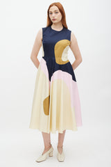 Roksanda Yellow & Multicolour Curvy Panelled Dress