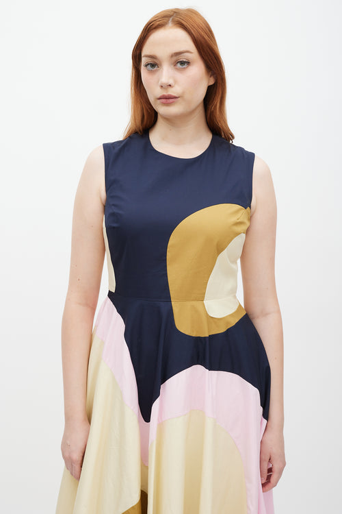 Roksanda Yellow & Multicolour Curvy Panelled Dress