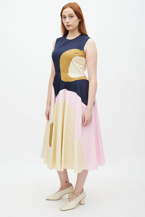 Roksanda Yellow & Multicolour Curvy Panelled Dress