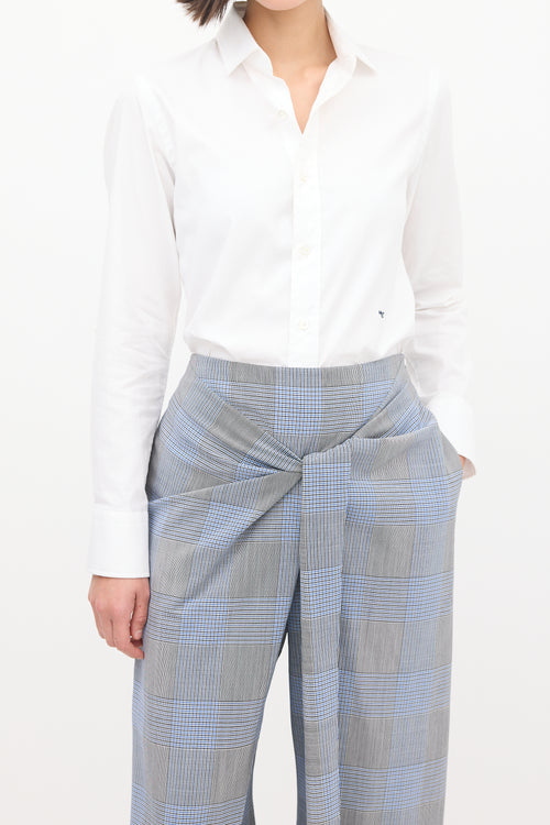 Roland Mouret Blue & Multi Wool & Mohair Check Sarong Trouser