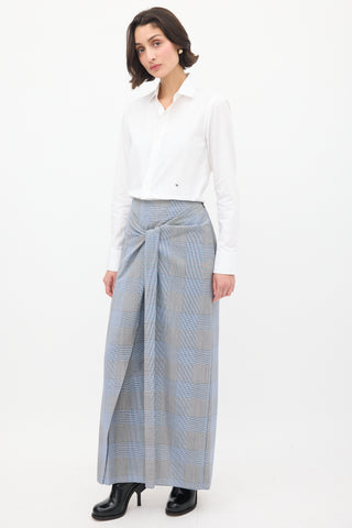 Roland Mouret Blue & Multi Wool & Mohair Check Sarong Trouser