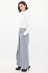 Roland Mouret Blue & Multi Wool & Mohair Check Sarong Trouser