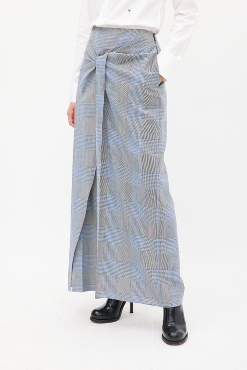 Roland Mouret Blue & Multi Wool & Mohair Check Sarong Trouser