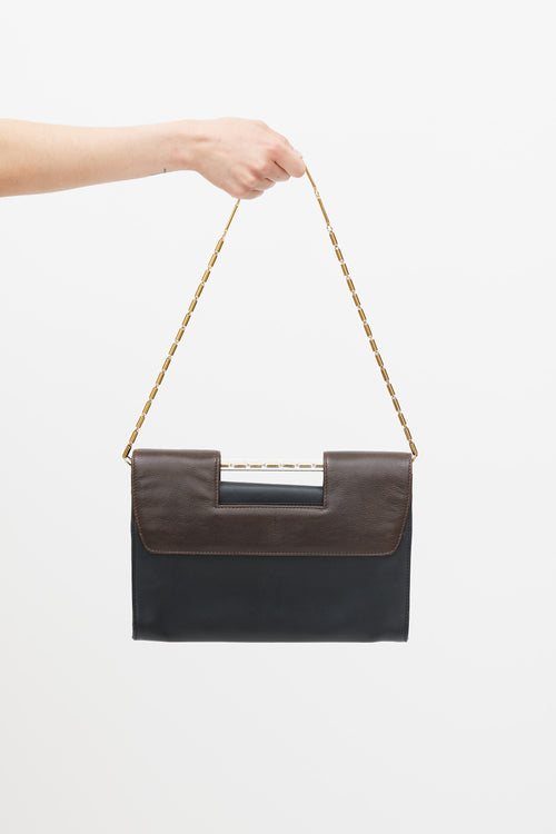 Roland Mouret Brown & Black Leather Flap Bag