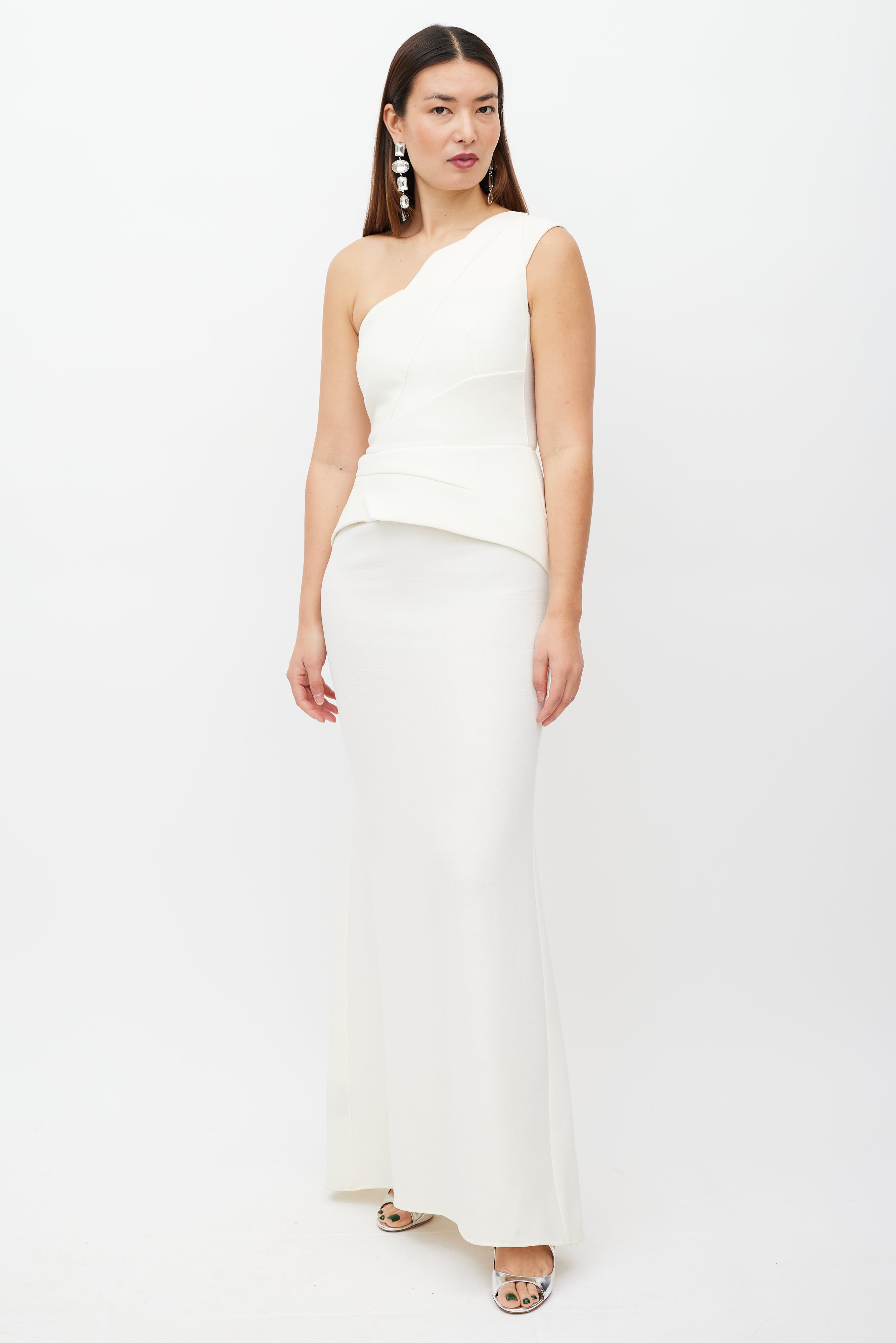 roland mouret one shoulder dress Roland Mouret One-Shoulder Draped Dress In Orange