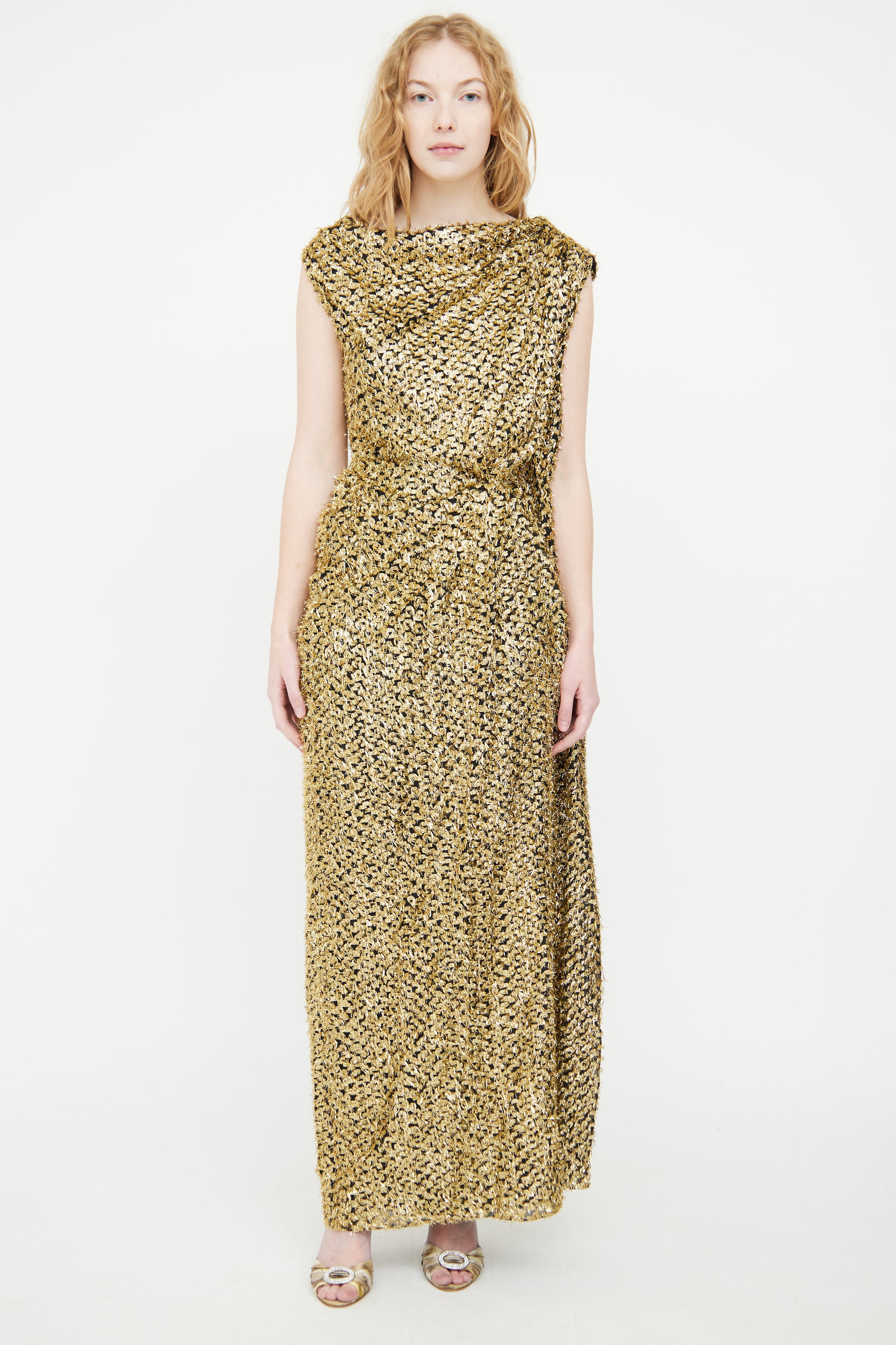 Roland Mouret // Black & Gold Metallic Fringe Dress VSP Consignment Roland Mouret // Black & Gold Metallic Fringe Dress VSP Consignment