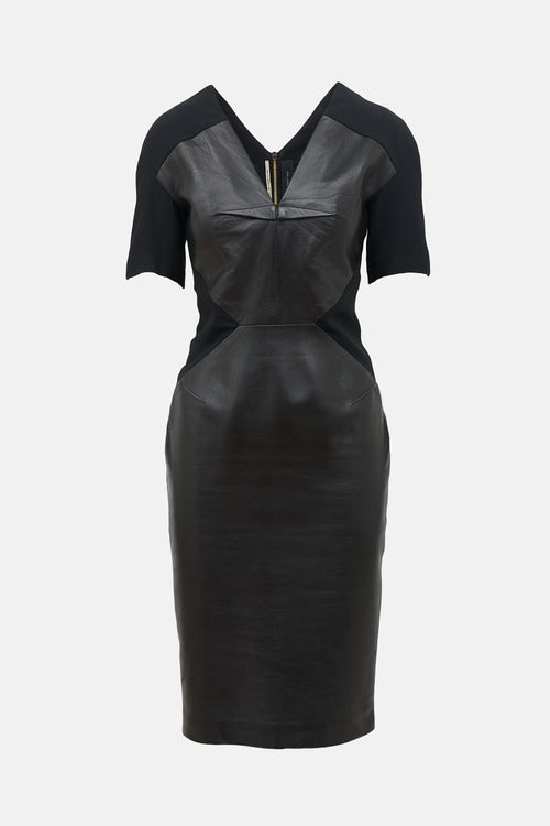Roland Mouret Leather Panel Bodycon Dress