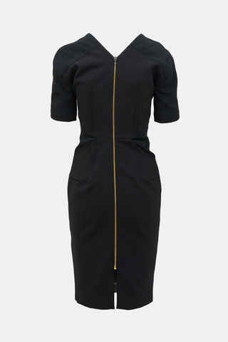 Roland Mouret Leather Panel Bodycon Dress
