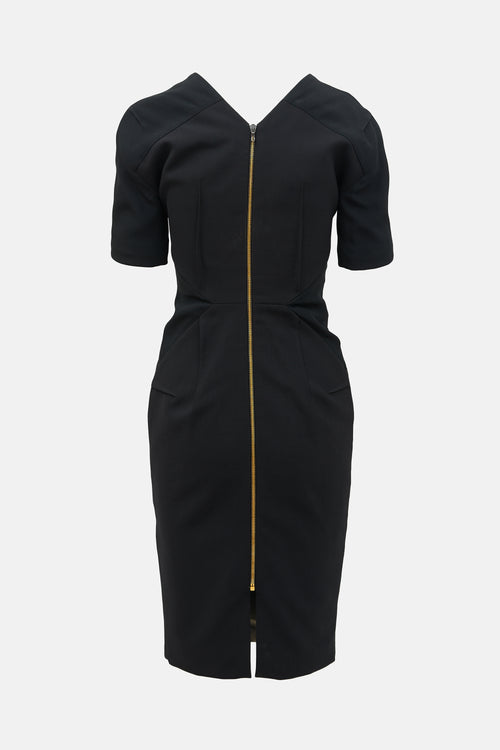 Roland Mouret Leather Panel Bodycon Dress