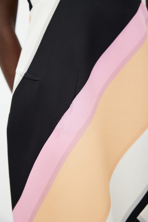 Roland Mouret White & Multi Silk Cut-Out Back Dress