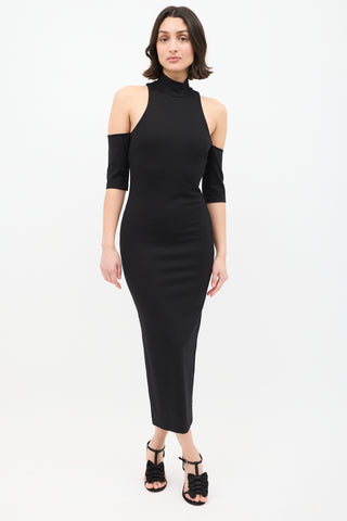 Ronny Kobo Black Cold Shoulder Maxi Dress