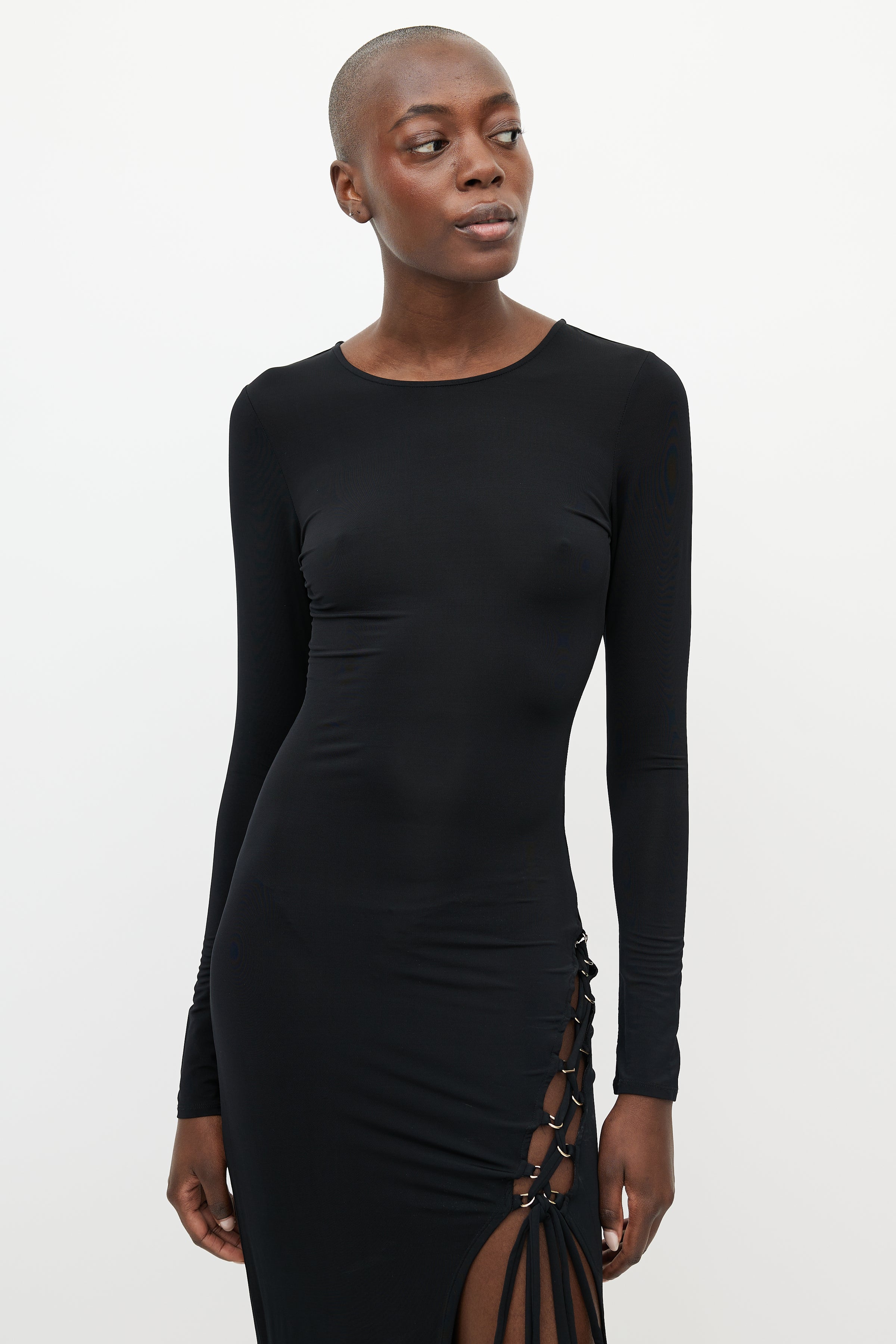 ronny kobo black dress Ronny Kobo // Black Tie Front Slit Dress – VSP Consignment