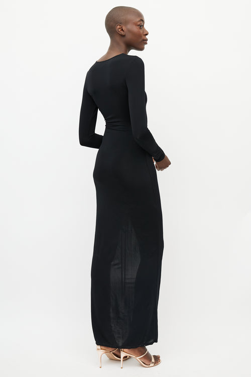 Ronny Kobo Black Tie Front Slit Dress