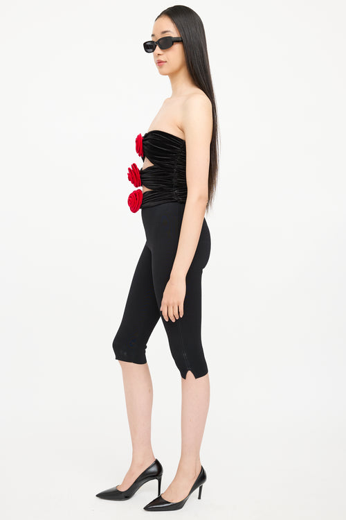 Ronny Kobo Velour Floral Cut Out Top