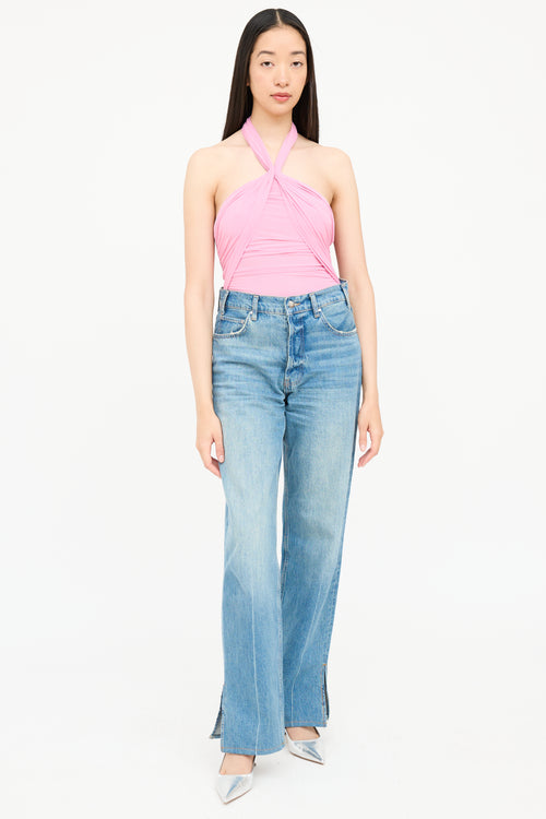 Ronny Kobo Gathered Halter Bodysuit