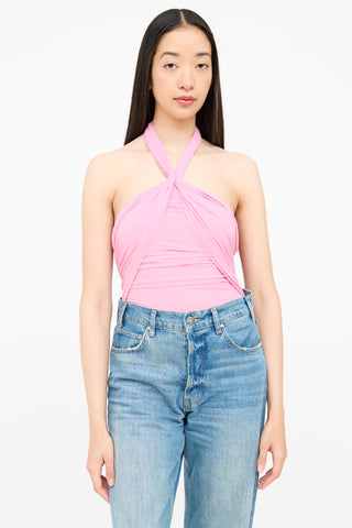 Ronny Kobo Gathered Halter Bodysuit