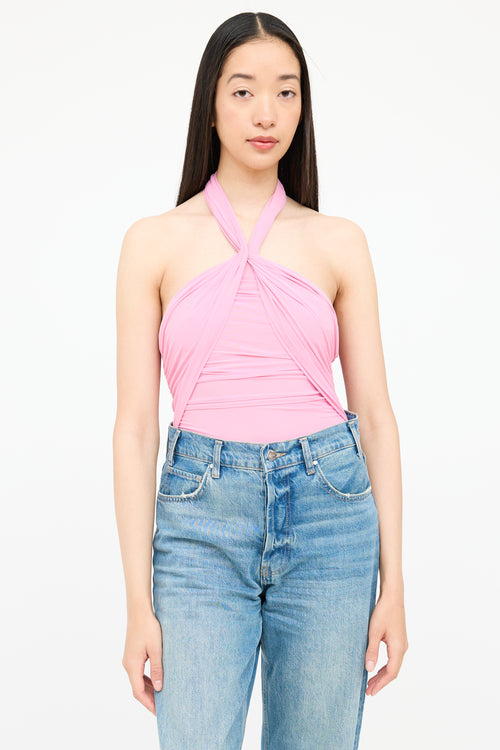 Ronny Kobo Gathered Halter Bodysuit