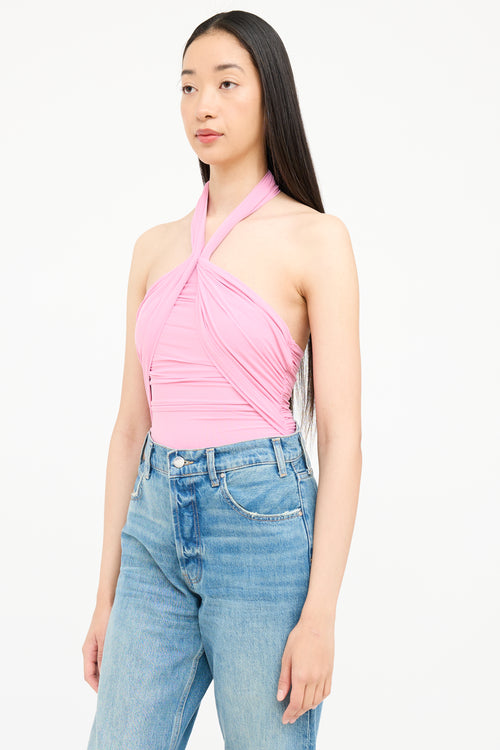 Ronny Kobo Gathered Halter Bodysuit