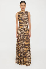 Ronny Kobo Mesh Printed Maxi Dress