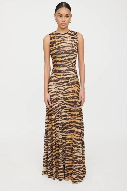 Ronny Kobo Mesh Printed Maxi Dress