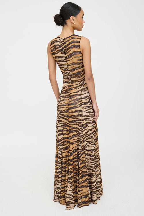Ronny Kobo Mesh Printed Maxi Dress