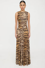 Ronny Kobo Mesh Printed Maxi Dress
