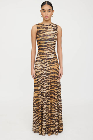 Ronny Kobo Mesh Printed Maxi Dress