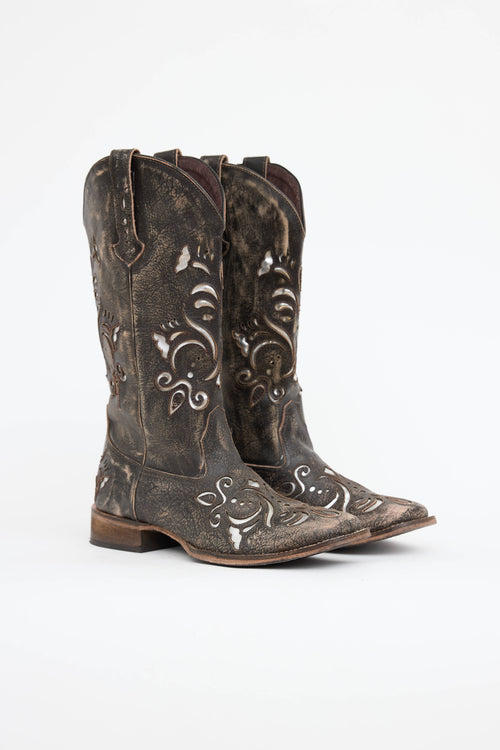 VSP Archive Metallic Cutout Western Boot