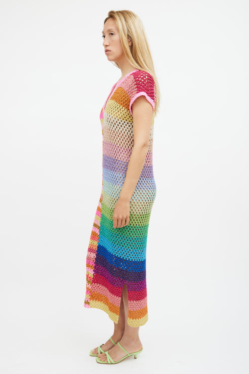 Rose Carmine Multicolour Knit Maxi  Dress