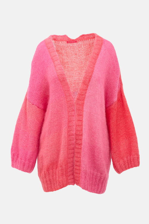 Rose Carmine Mohair Oversized Cardigan