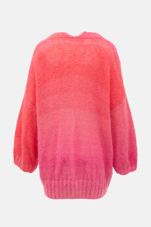 Rose Carmine Mohair Oversized Cardigan