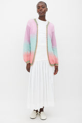 Rose Carmine Purple & Multicolour Mohair Sparkly Trimmed Cardigan