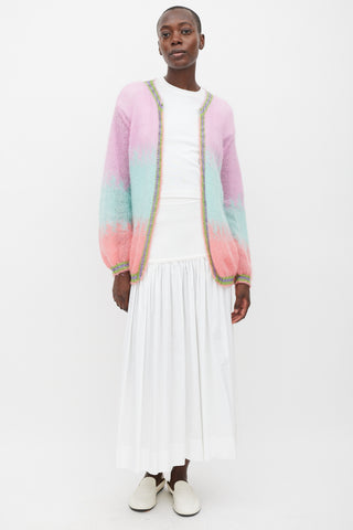 Rose Carmine Purple & Multicolour Mohair Sparkly Trimmed Cardigan