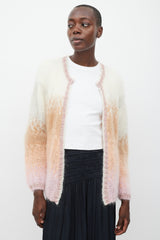 Rose Carmine White & Multicolour Mohair Sparkly Trimmed Cardigan