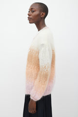 Rose Carmine White & Multicolour Mohair Sparkly Trimmed Cardigan