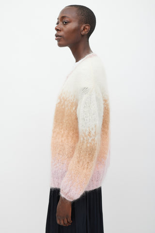 Rose Carmine White & Multicolour Mohair Sparkly Trimmed Cardigan